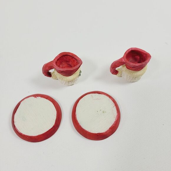 Vintage Youngs Christmas Santa Miniature Tea Set Holiday 1995 Resin - Picture 5 of 9